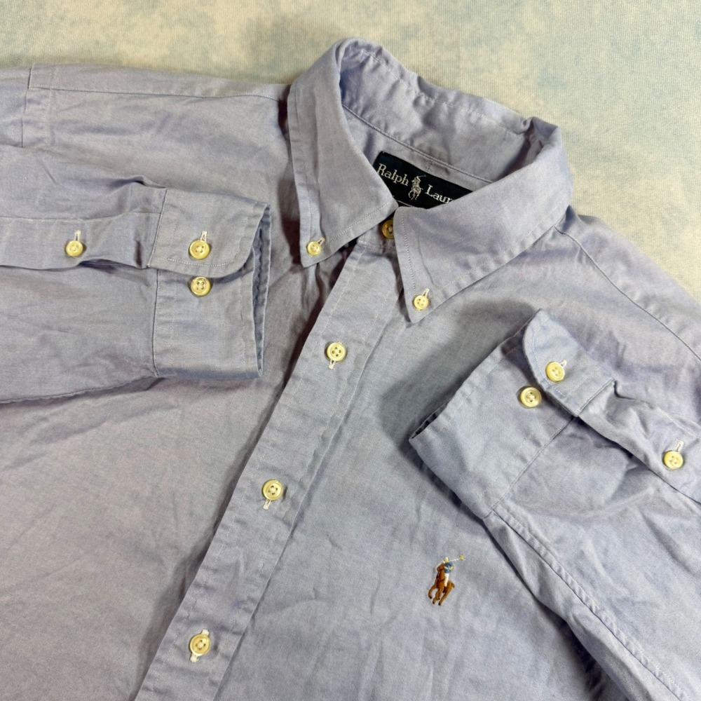 Ralph Lauren Button Down Mens Flesh Pony 16.5 32/33 Blue Classic Oxford Shirt